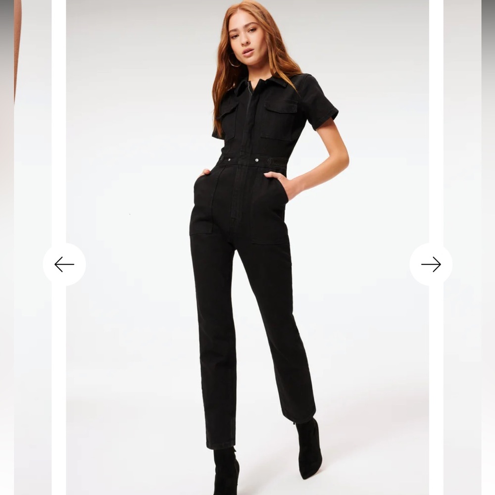 NWT Good American fit for success size 0 black denim jumpsuit